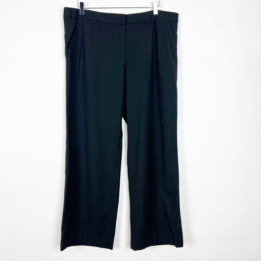 Armani Collezioni Trouser Pant Womens Size 14 Charcoal Grey Virgin Wool Wide Leg